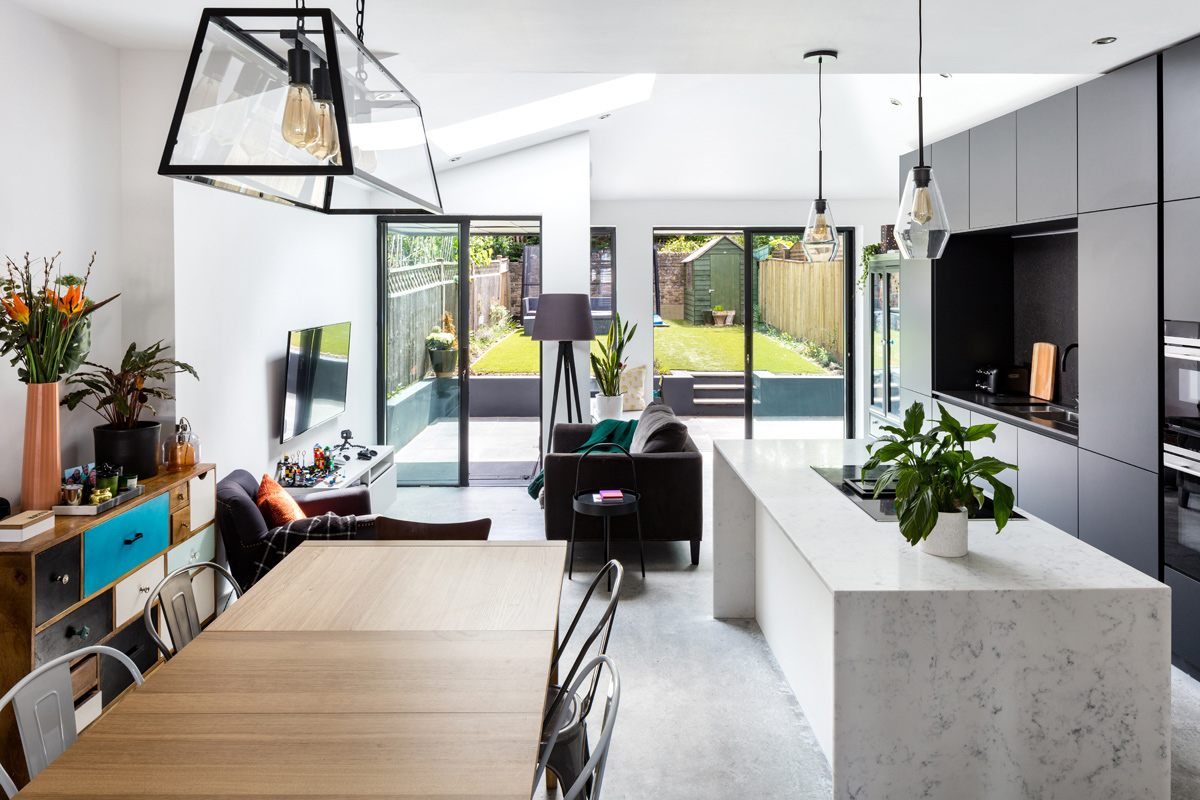 Black bricks extension to house south London